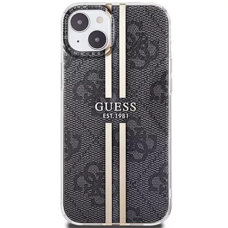 Guess GUHCP15MH4PSEGK hardcase voor Apple iPhone 15 Plus / 14 Plus 6,7 inch zwart 4G Gold Streifen
