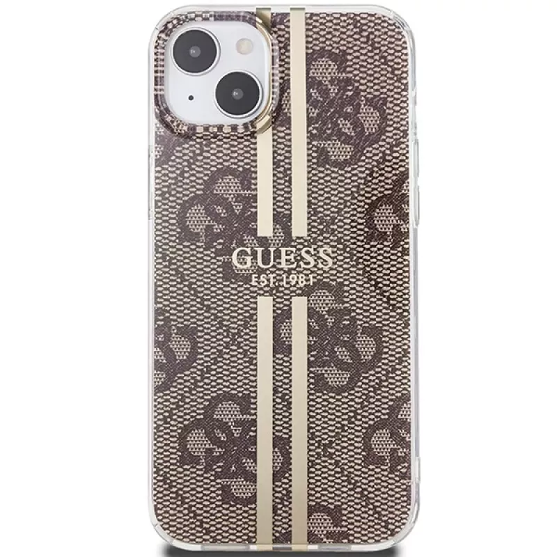 Guess GUHCP15MH4PSEGW iPhone 15 Plus / 14 Plus 6,7 inch hardcase IML 4G Gold Stripe bruin
