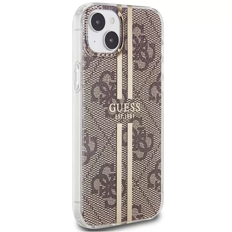 Guess GUHCP15MH4PSEGW iPhone 15 Plus / 14 Plus 6,7 inch hardcase IML 4G Gold Stripe bruin