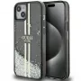 Guess GUHCP15MLFCSEGK Liquid Glitter Gold Stripes hardcase voor iPhone 15 Plus / 14 Plus 6,7 inch - zwart