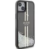 Guess GUHCP15MLFCSEGK Liquid Glitter Gold Stripes hardcase voor iPhone 15 Plus / 14 Plus 6,7 inch - zwart