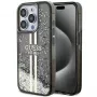 Guess GUHCP15LLFCSEGK iPhone 15 Pro 6.1 hardcase Liquid Glitter Gold Stripes zwart