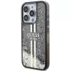 Guess GUHCP15LLFCSEGK iPhone 15 Pro 6.1 hardcase Liquid Glitter Gold Stripes zwart