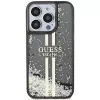 Guess GUHCP15LLFCSEGK iPhone 15 Pro 6.1 hardcase Liquid Glitter Gold Stripes zwart