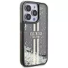 Guess GUHCP15LLFCSEGK iPhone 15 Pro 6.1 hardcase Liquid Glitter Gold Stripes zwart