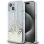 Guess GUHCP15MLFCSEGT iPhone 15 Plus / 14 Plus 6,7 inch transparante hardcase Liquid Glitter Gold Streifen