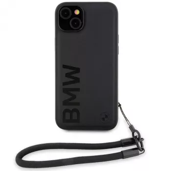 BMW Signature Leather Wordmark hardcase voor iPhone 15 / 14 / 13 6,1 inch - zwart