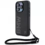 BMW Signature Leather Hard Case voor iPhone 15 Pro Max 6,7 inch zwart met koord