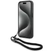 BMW Signature Leather Hard Case voor iPhone 15 Pro Max 6,7 inch zwart met koord