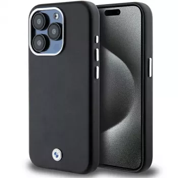 BMW Signature Wrapped Metal MagSafe Case voor Apple iPhone 15 Pro 6,1 inch zwart