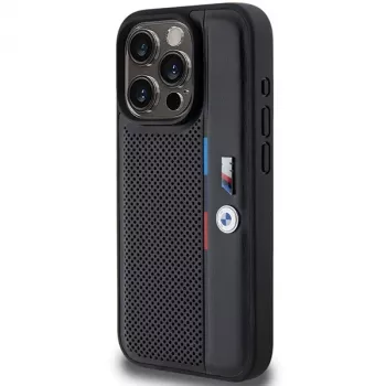 BMW Perforated Tricolor Line hardcase voor Apple iPhone 15 Pro 6,1 inch zwart