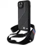 BMW BMHCP15S23PSCCK iPhone 15 / 14 / 13 zwart hardcase M Edition Carbon Stripe & Strap