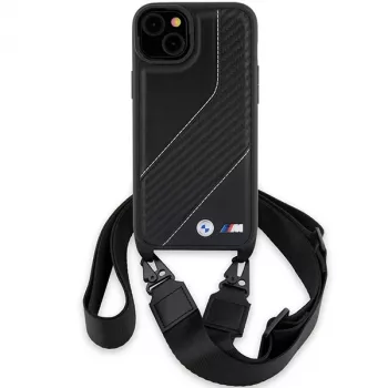 BMW BMHCP15S23PSCCK iPhone 15 / 14 / 13 zwart hardcase M Edition Carbon Stripe & Strap