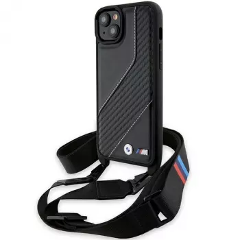 BMW M Edition Carbon Stripe & Strap Hard Case voor iPhone 15 Plus / 14 Plus 6,7 inch zwart