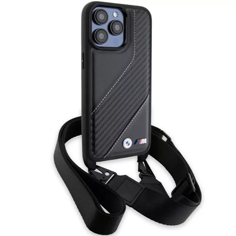 BMW BMHCP15L23PSCCK iPhone 15 Pro 6,1 inch zwart hardcase M Edition Carbon Stripe & Strap