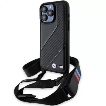 BMW BMHCP15X23PSCCK iPhone 15 Pro Max 6,7 inch zwart hardcase M Edition Carbon Stripe & Strap