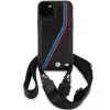 BMW BMHCP15S23PSVTK iPhone 15 / 14 / 13 zwart hardcase M Edition Carbon Tricolor Lines & Strap