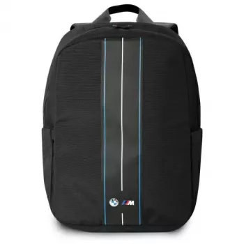 BMW BMBP15COMPVSKL 16 inch laptoptas rugzak zwart nylon blauwe streep