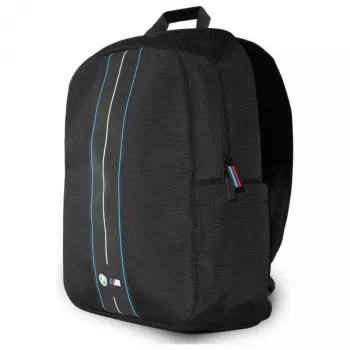 BMW BMBP15COMPVSKL 16 inch laptoptas rugzak zwart nylon blauwe streep