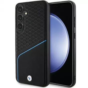 BMW Signature leren textuur & lijn MagSafe hardcase voor Samsung Galaxy S24, zwart