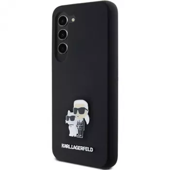 Karl Lagerfeld KLHCS23SSMHKCNPK S23 S911 zwart hardcase siliconen Karl & Choupette metalen pin