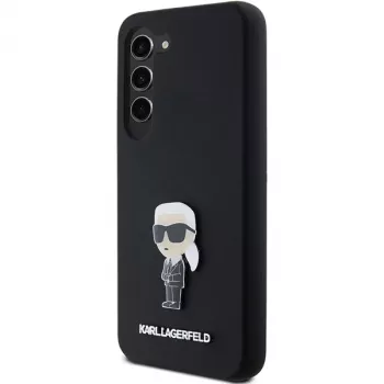 Karl Lagerfeld Ikonik metalen pin siliconen case voor Samsung Galaxy S23 - zwart