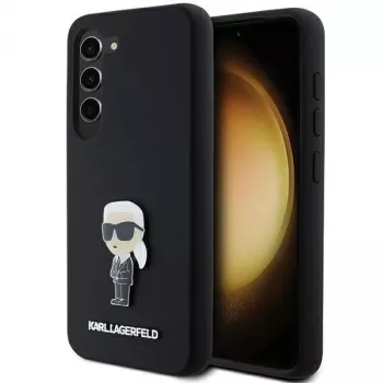 Karl Lagerfeld KLHCS23MSMHKNPK siliconen Ikonik metalen pin case voor Samsung Galaxy S23+ zwart