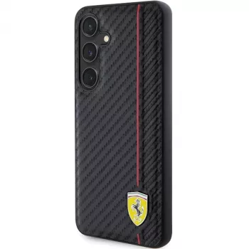 Ferrari FEHCS24SN3DUR S24 S921 zwart hardcase carbon Printed Line voor Samsung Galaxy S24