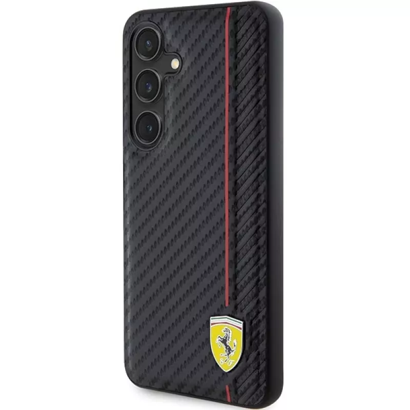 Ferrari FEHCS24SN3DUR S24 S921 zwart hardcase carbon Printed Line voor Samsung Galaxy S24