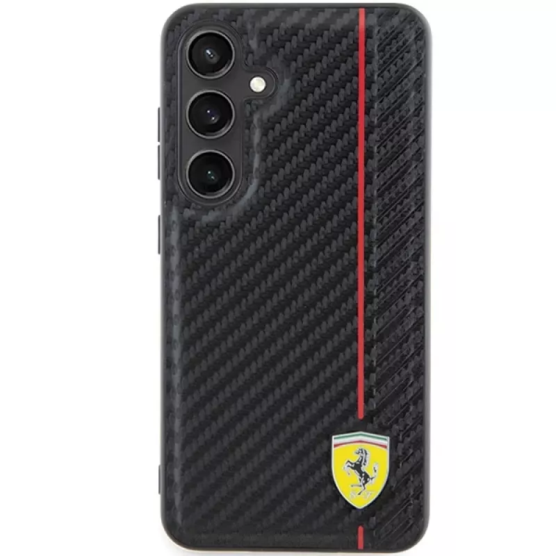 Ferrari FEHCS24SN3DUR S24 S921 zwart hardcase carbon Printed Line voor Samsung Galaxy S24