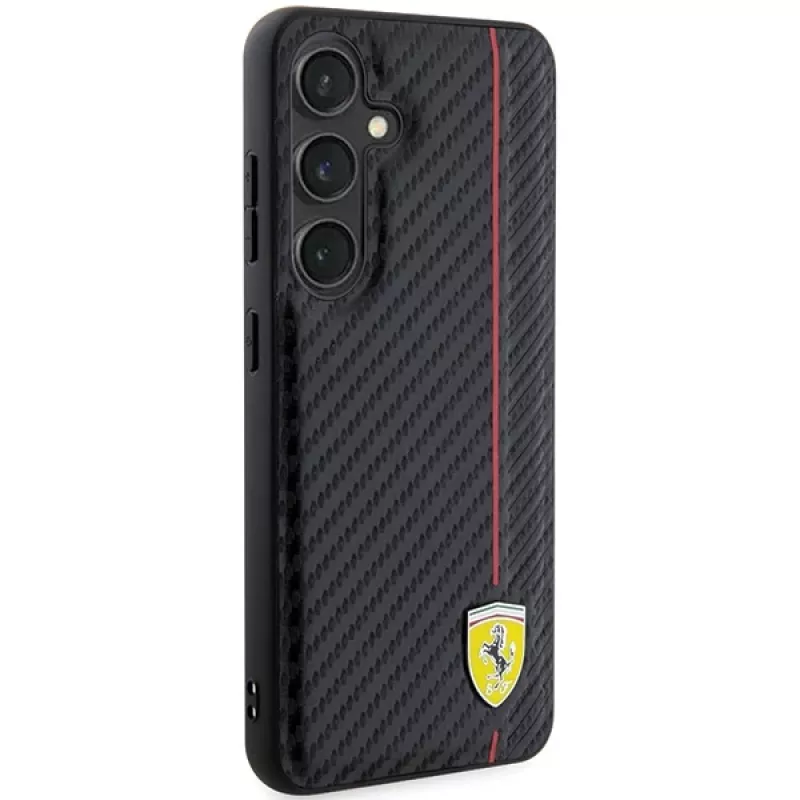 Ferrari FEHCS24SN3DUR S24 S921 zwart hardcase carbon Printed Line voor Samsung Galaxy S24