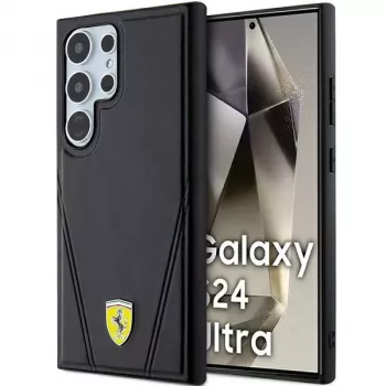 Ferrari FEHMS24LP3BAK hardcase voor Samsung Galaxy S24 Ultra, zwart, Hot Stamp V-lijnen, MagSafe