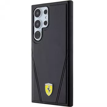 Ferrari FEHMS24LP3BAK hardcase voor Samsung Galaxy S24 Ultra, zwart, Hot Stamp V-lijnen, MagSafe