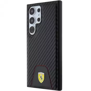 Ferrari FEHCS24LN3PUK hardcase voor Samsung Galaxy S24 Ultra, carbon Stitched Bottom, zwart