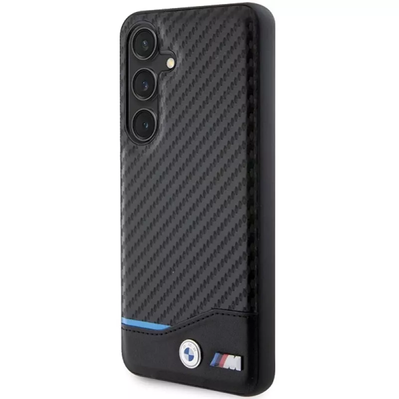 BMW M Collection echt leer carbonfaser hard back cover voor Samsung Galaxy S24 - zwart