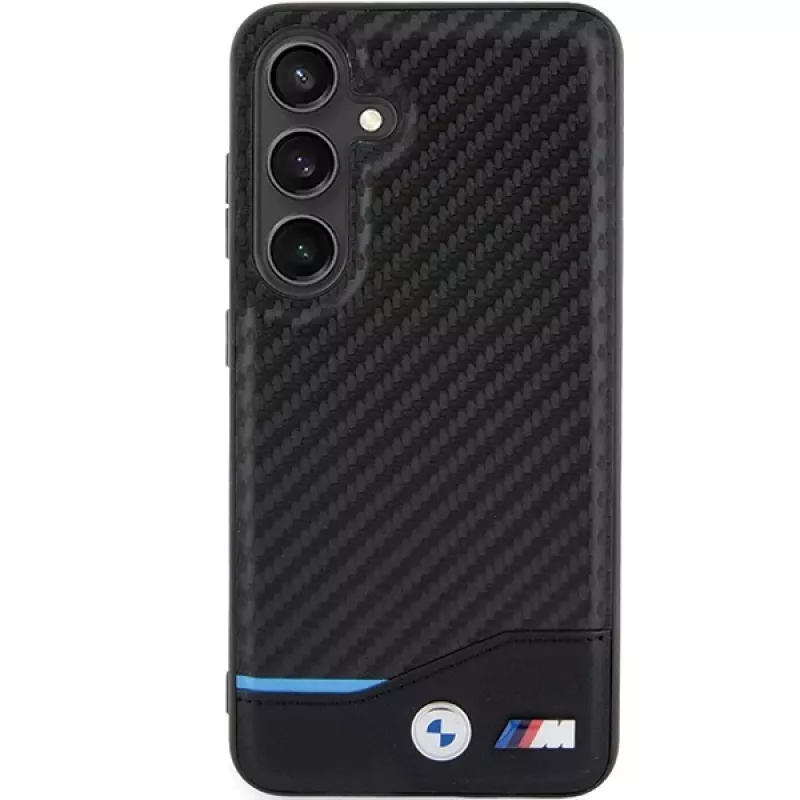BMW M Collection echt leer carbonfaser hard back cover voor Samsung Galaxy S24 - zwart