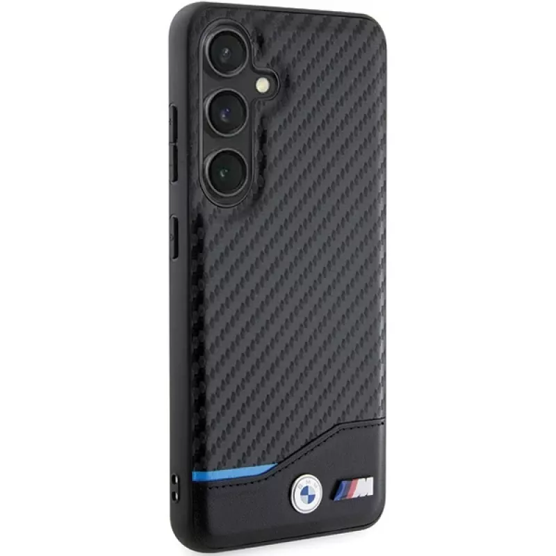BMW M Collection echt leer carbonfaser hard back cover voor Samsung Galaxy S24 - zwart