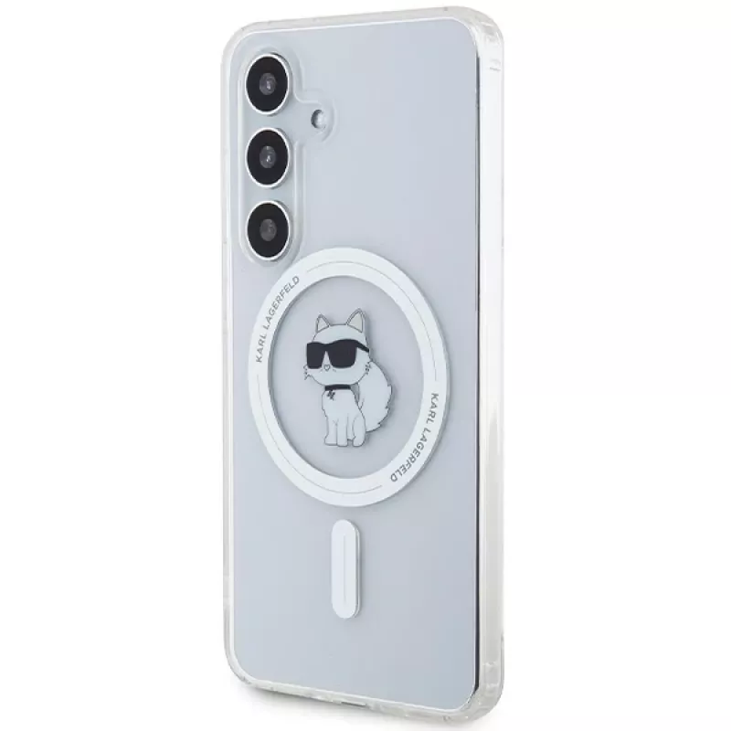 Karl Lagerfeld KLHMS24SHFCCNOT hard case voor Samsung Galaxy S24, transparant, MagSafe, Choupette design