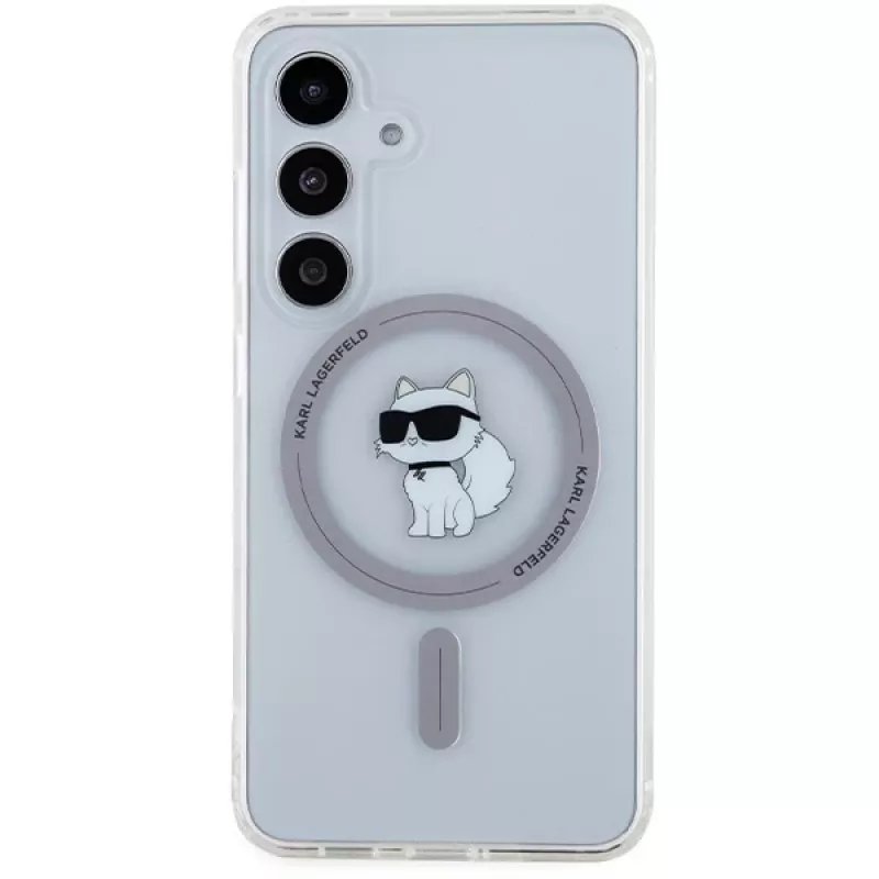 Karl Lagerfeld KLHMS24SHFCCNOT hard case voor Samsung Galaxy S24, transparant, MagSafe, Choupette design