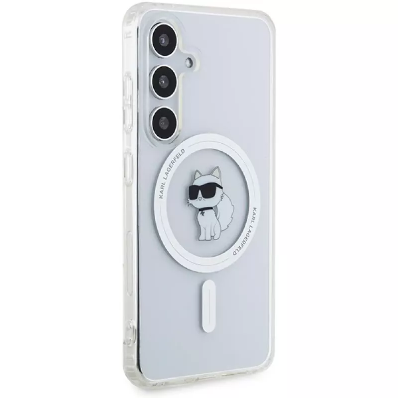 Karl Lagerfeld KLHMS24SHFCCNOT hard case voor Samsung Galaxy S24, transparant, MagSafe, Choupette design