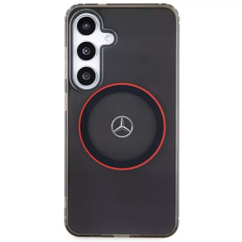 Mercedes-Benz S24 hardcase double layer met rode MagSafe voor Samsung Galaxy S24 - zwart
