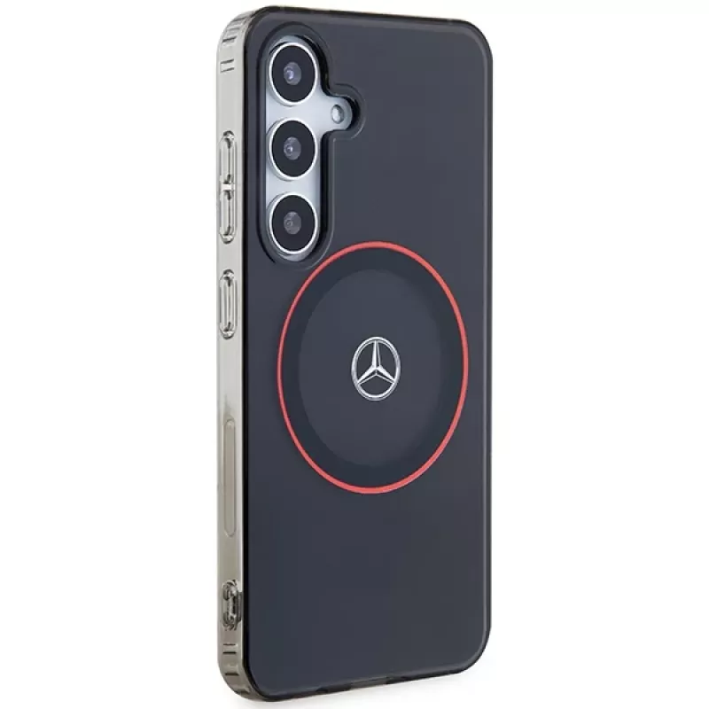 Mercedes-Benz S24 hardcase double layer met rode MagSafe voor Samsung Galaxy S24 - zwart