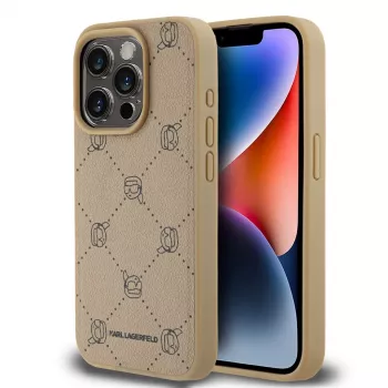 Karl Lagerfeld KLHMP15LPGKHPHE iPhone 15 Pro 6,1 inch beige MagSafe Karl Head achterkant hoes