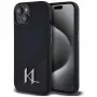 KARL LAGERFELD silicone Shadow Metal Initial MagSafe case voor iPhone 15 zwart