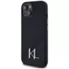 KARL LAGERFELD silicone Shadow Metal Initial MagSafe case voor iPhone 15 zwart