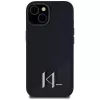 KARL LAGERFELD silicone Shadow Metal Initial MagSafe case voor iPhone 15 zwart