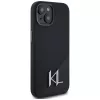 KARL LAGERFELD silicone Shadow Metal Initial MagSafe case voor iPhone 15 zwart