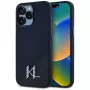 KARL LAGERFELD silicone Shadow Metal Initial MagSafe case voor iPhone 15 Pro, zwart