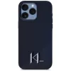 KARL LAGERFELD silicone Shadow Metal Initial MagSafe case voor iPhone 15 Pro, zwart
