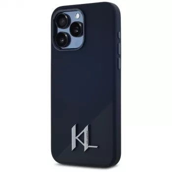 Karl Lagerfeld silicone Shadow Metal Initial MagSafe case voor iPhone 15 Pro Max zwart